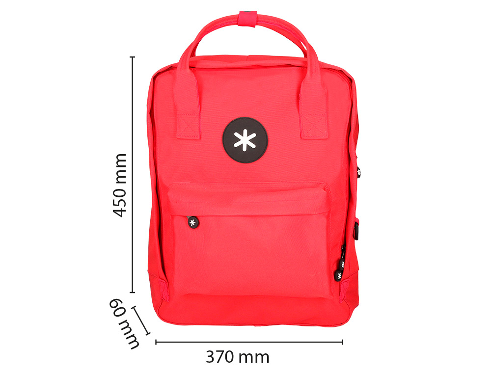 MOCHILA ANTARTIK 2 ASAS Y BOLSILLOS EXTERIORES ROJO 300X115X390 MM